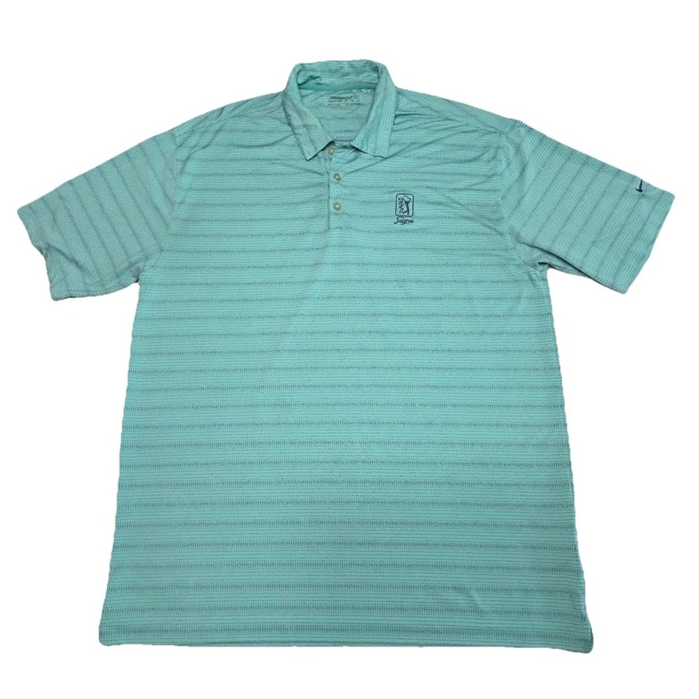 Nike Golf Dri-Fit Polo Shirt XL TPC Sawgrass Mint Green Stripe‎ Performance